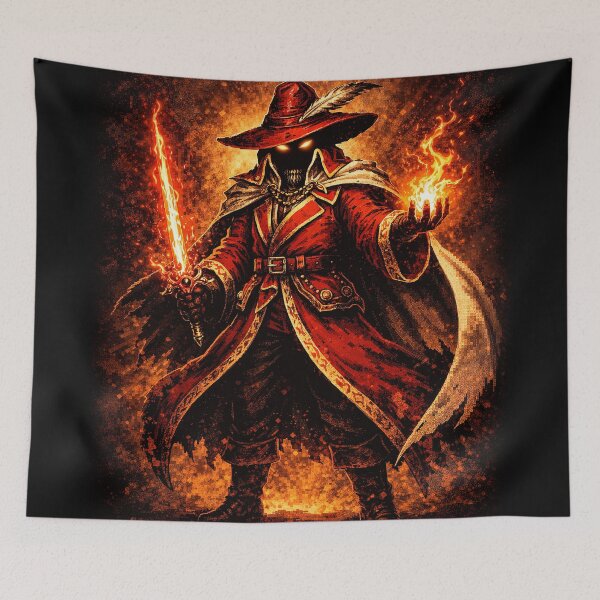 Item preview, Red Mage Wizard Fantasy Spellcaster Art designed and sold by Retr0Tshirts.