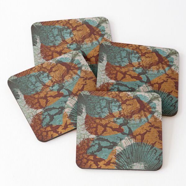 Item preview, Abstract Teal Green Rust Orange Crackle Burst designed and sold by jocelynsart.