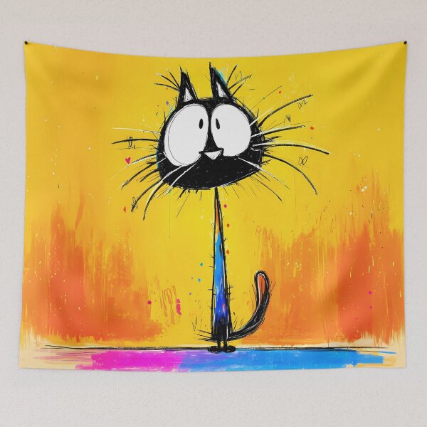 Item preview, Abstract, colorful cat with big eyes in pop art comic style designed and sold by WhimsyArt ○ byGTL.