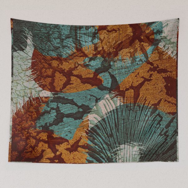 Item preview, Abstract Teal Green Rust Orange Crackle Burst designed and sold by jocelynsart.