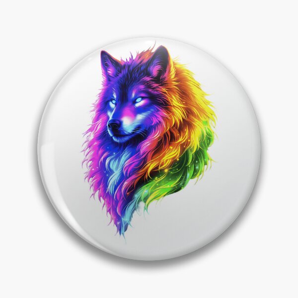 Item preview, Neon Rainbow Wolf Head – Glowing Cyberpunk Animal Art designed and sold by UrbanEchoHub.