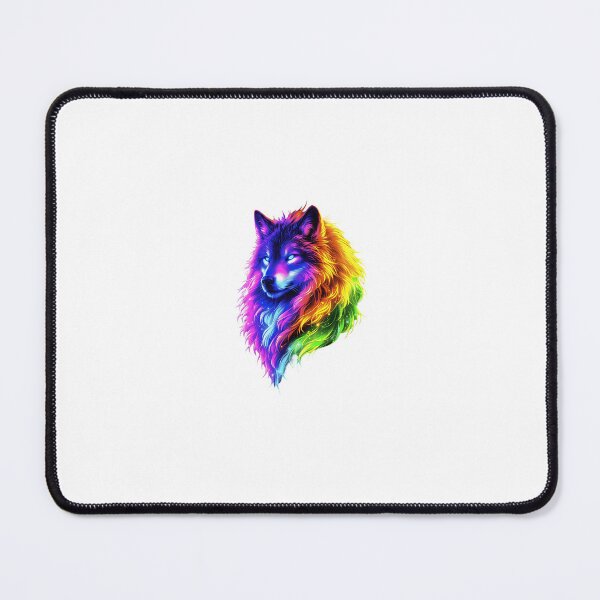 Item preview, Neon Rainbow Wolf Head – Glowing Cyberpunk Animal Art designed and sold by UrbanEchoHub.
