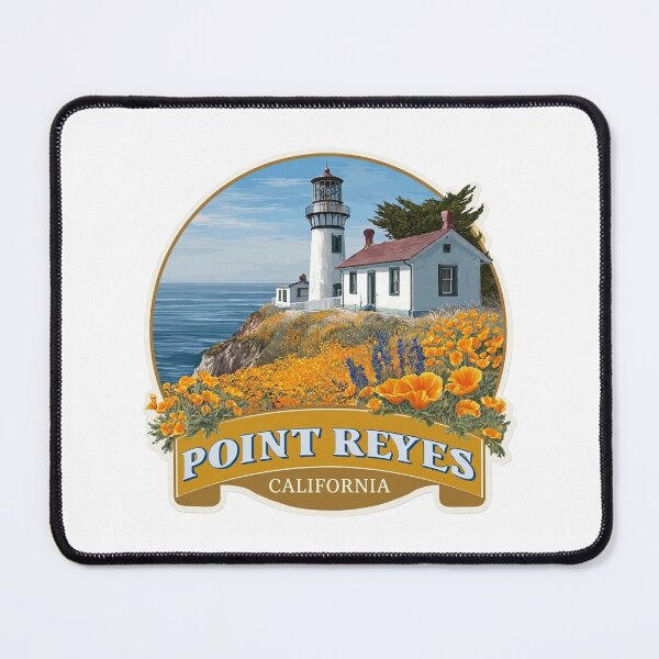 Item preview, Point Reyes California Lighthouse Golden Poppies Wildflowers   Vintage Poster Style Travel Sticker designed and sold by Blurbean.