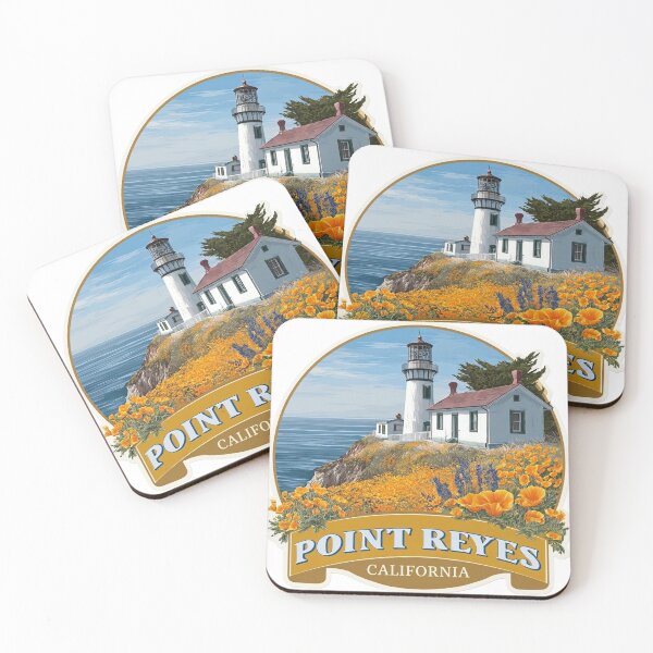 Item preview, Point Reyes California Lighthouse Golden Poppies Wildflowers   Vintage Poster Style Travel Sticker designed and sold by Blurbean.