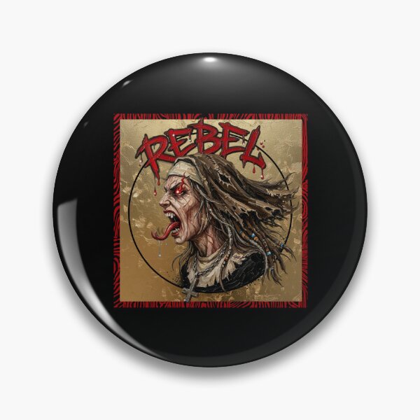 Item preview, Rebel Nun Portrait - Red Graffiti Halo Cross designed and sold by Italian Ink Studio.