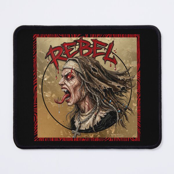 Item preview, Rebel Nun Portrait - Red Graffiti Halo Cross designed and sold by Italian Ink Studio.