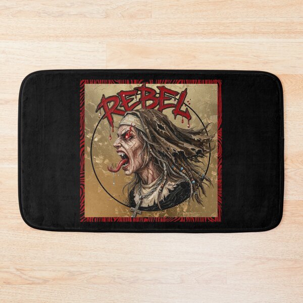 Item preview, Rebel Nun Portrait - Red Graffiti Halo Cross designed and sold by Italian Ink Studio.
