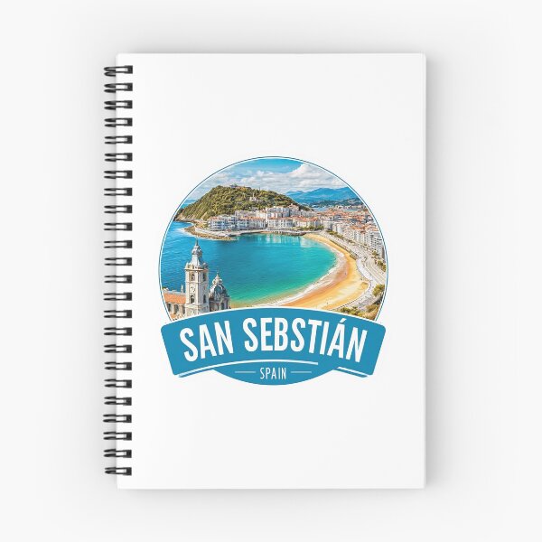 Item preview, San Sebastián Spain La Concha Bay Aerial View Vibrant Travel   Sticker Basque Country Badge designed and sold by Blurbean.