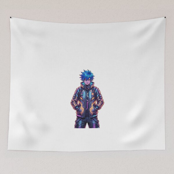 Item preview, Cyberpunk Anime Boy Neon Jacket – Futuristic Anime Character Streetwear Style designed and sold by Morden-Design.