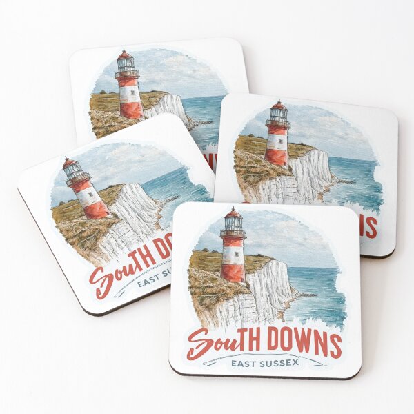 Item preview, South Downs East Sussex Watercolor Lighthouse Chalk Cliffs Vintage   Style Travel Sticker designed and sold by Blurbean.