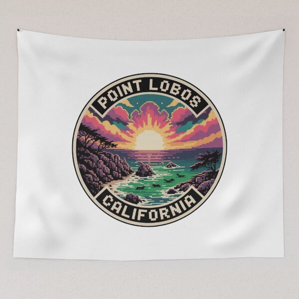 Item preview, Point Lobos California: Pixel Sunset Illustration designed and sold by CircinusStore.