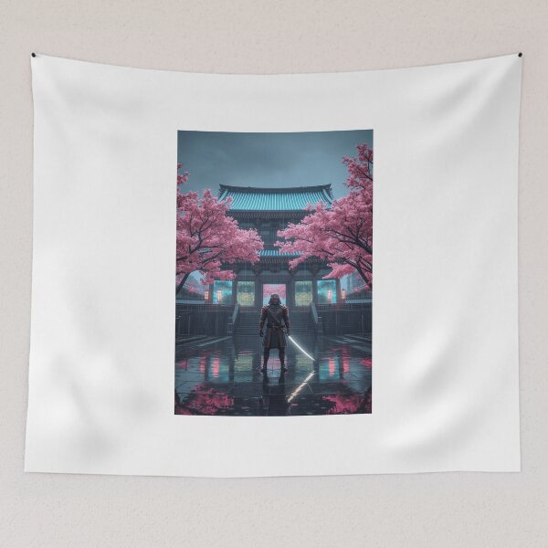Item preview, Neon Honor - The Cyber-Samurai Temple designed and sold by THEARTCURATİON .