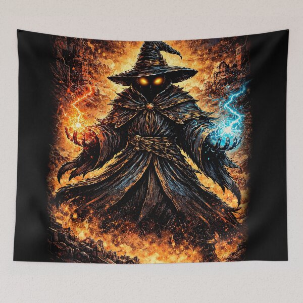 Item preview, Black Mage Wizard Fantasy Spellcaster Art designed and sold by Retr0Tshirts.