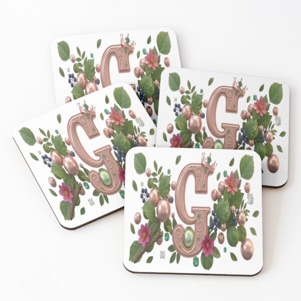 Item preview, Royal Rose Gold G Nature Goddess Monogram - Magical Botanical, Emerald Filigree, and Flowers designed and sold by KalamAura.