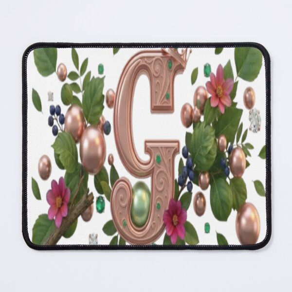 Item preview, Royal Rose Gold G Nature Goddess Monogram - Magical Botanical, Emerald Filigree, and Flowers designed and sold by KalamAura.