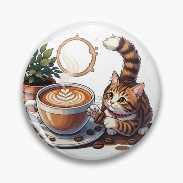 Item preview, The Little Coffee Expert: Cute Cat & Latte Art Sticker designed and sold by soufiane bouhfad.