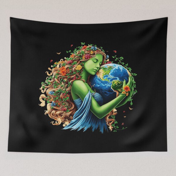 Item preview, Mother Earth Goddess Holding Planet Nature Art Design designed and sold by zamiokaline.