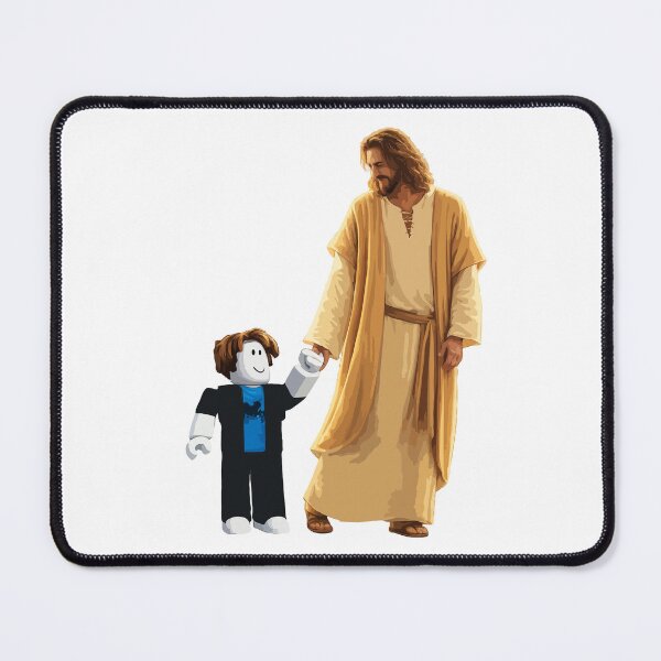 Item preview, Jesus and Roblox Boy Holding Hands – Christian Gaming Art, Faith Inspired Roblox Avatar Design designed and sold by BrainBubbleArt.