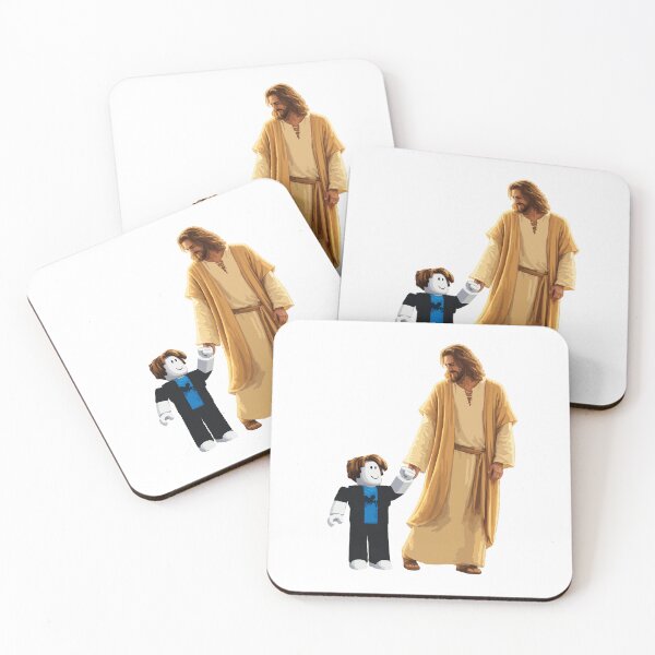 Item preview, Jesus and Roblox Boy Holding Hands – Christian Gaming Art, Faith Inspired Roblox Avatar Design designed and sold by BrainBubbleArt.