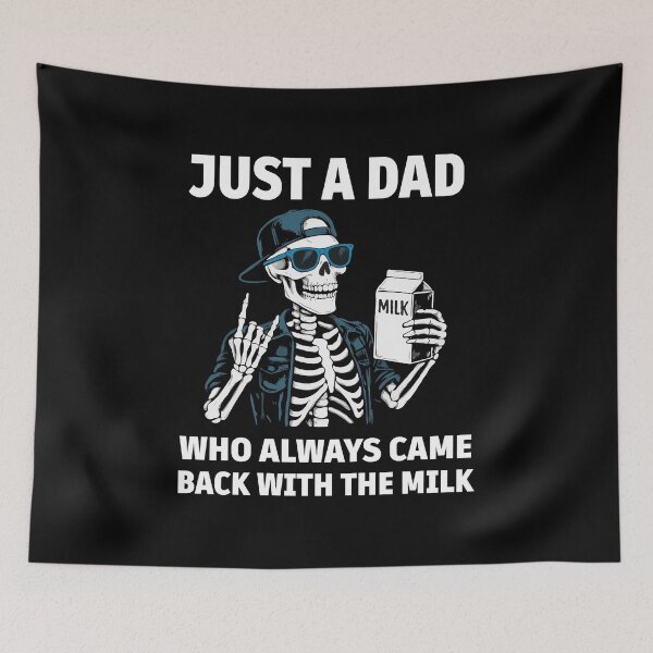 Item preview, Just a Dad Who Always Came Back with the Milk – Funny Skeleton Dad Meme – Dark Humor, Viral Joke, Cool Father’s Day Gift Idea designed and sold by BrainBubbleArt.