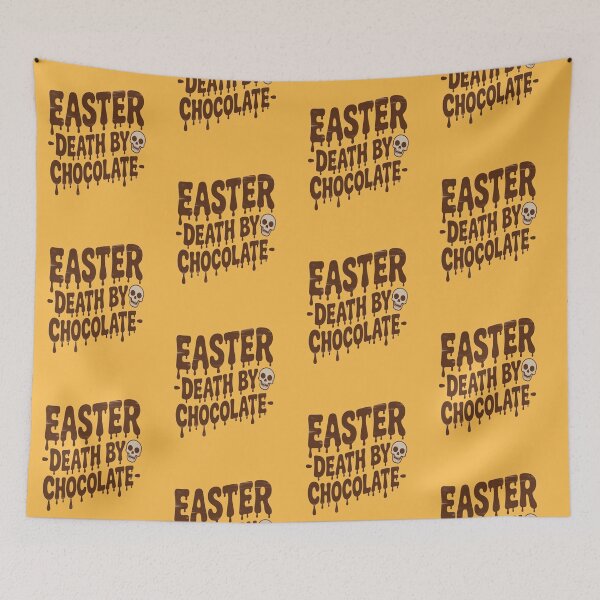 Item preview, Easter Death By Chocolate Dripping Chocolate Typography With Skull Graphic designed and sold by FireOrchid.