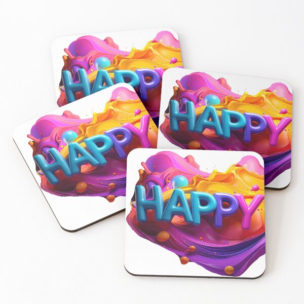 Item preview, Iridescent Pearl Happy 3D Bubble Typography designed and sold by icemanphotos.