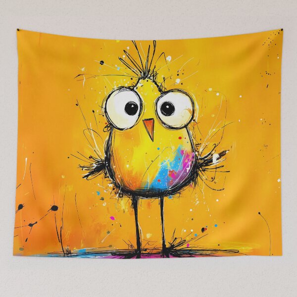 Item preview, A quirky, colorful bird with large eyes in a pop art comic style. designed and sold by WhimsyArt ○ byGTL.