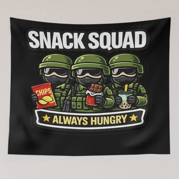 Artikelvorschau, SNACK SQUAD – IMMER HUNGRIG – Lustiges Aufkleber- und T-Shirt-Design entworfen und verkauft von Timeless Junction.
