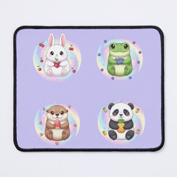 Item preview, Kawaii Fruit Animals Pastel Circle Cute Bunny Frog Panda Otter Aesthetic Design designed and sold by LavinyArt.