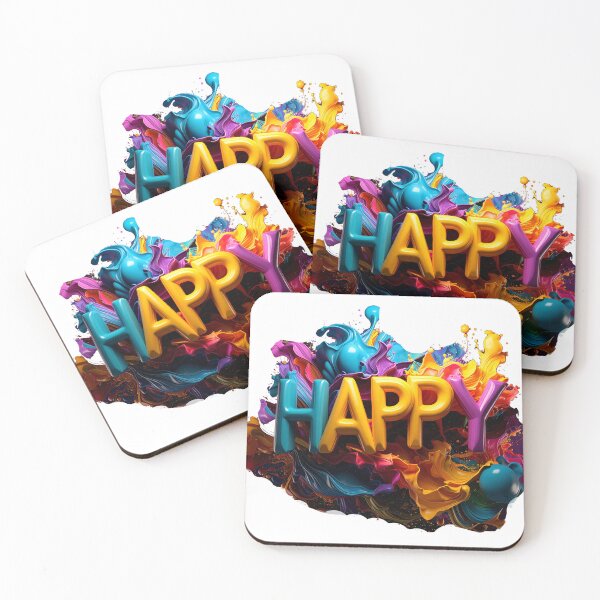 Item preview, Iridescent Pearl Happy 3D Bubble Typography designed and sold by icemanphotos.