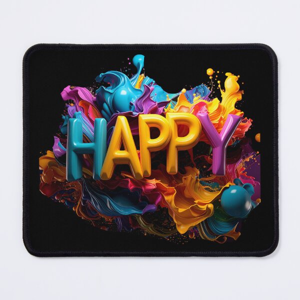 Item preview, Iridescent Pearl Happy 3D Bubble Typography designed and sold by icemanphotos.
