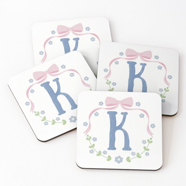Item preview, K Initial Flowers and Bows Watercolour Wreath designed and sold by winterpumpkin.