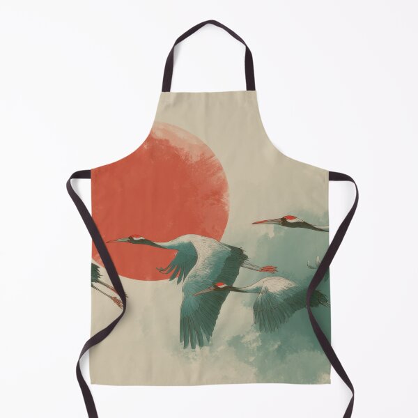 Item preview, Cranes fly in front of a red sun designed and sold by anytka.