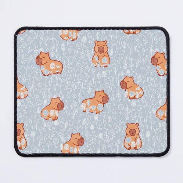 Item preview, Capybaras in Blue Flowers Pattern designed and sold by winterpumpkin.