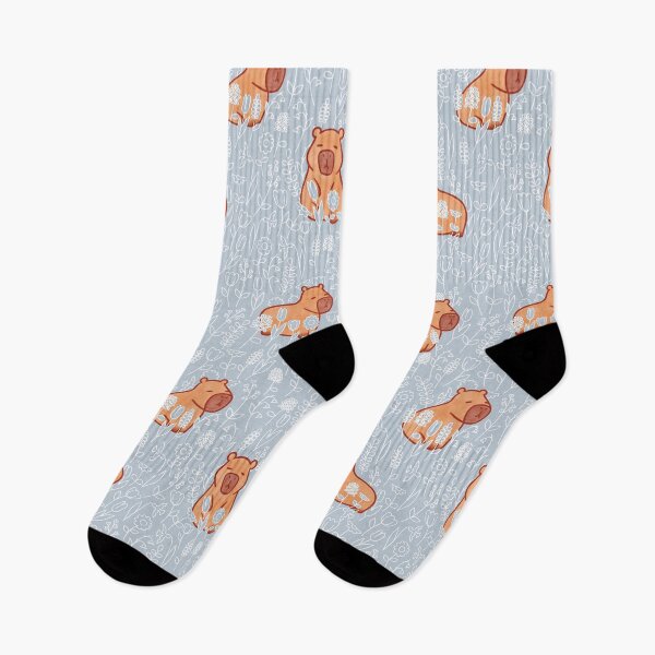 Item preview, Capybaras in Blue Flowers Pattern designed and sold by winterpumpkin.