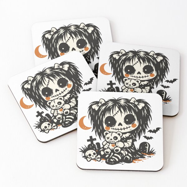 Item preview, Forever Friend Creepy Cute Gothic Doll with Teddy Bear Spooky Design designed and sold by Weasel Graphix.