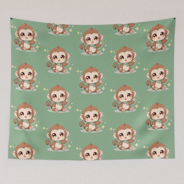 Item preview, Cute Baby Monkey Cartoon Kawaii Animal Chibi Monkey designed and sold by a1qualityd.