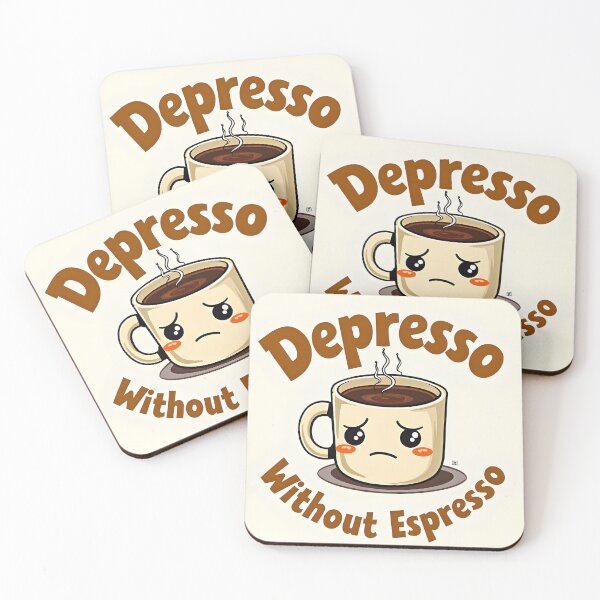 Item preview, Depresso Without Espresso – Funny Coffee Pun T-Shirt, Mug & Sticker Design designed and sold by MilaPrintify.