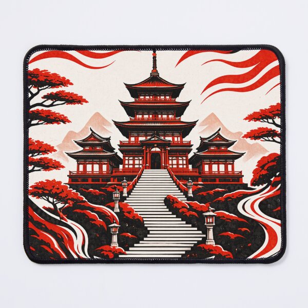 Item preview, Red and Black Abstract Temple Landscape designed and sold by DrizzyV.