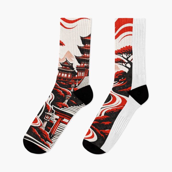 Item preview, Red and Black Abstract Temple Landscape designed and sold by DrizzyV.