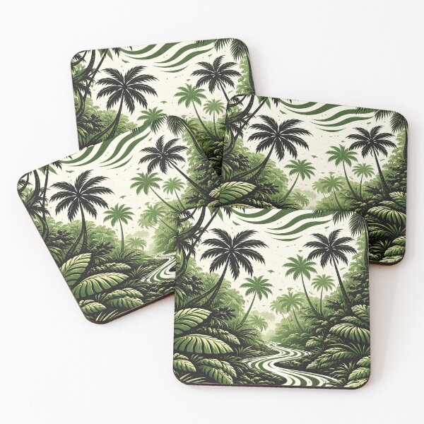 Item preview, Abstract Jungle Landscape in Green and Black designed and sold by DrizzyV.