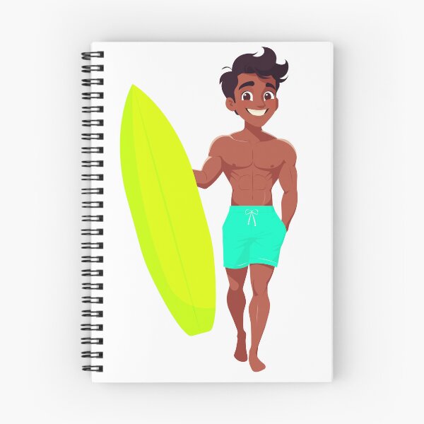 Item preview, Happy Surfer Guy with Yellow Surfboard Illustration designed and sold by Liliia-Ulizko.