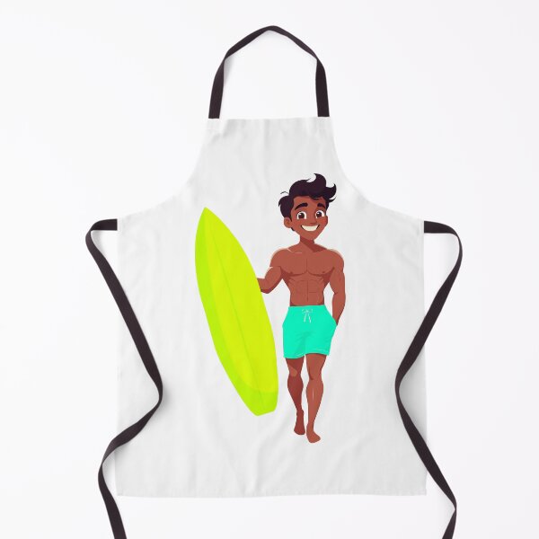Item preview, Happy Surfer Guy with Yellow Surfboard Illustration designed and sold by Liliia-Ulizko.
