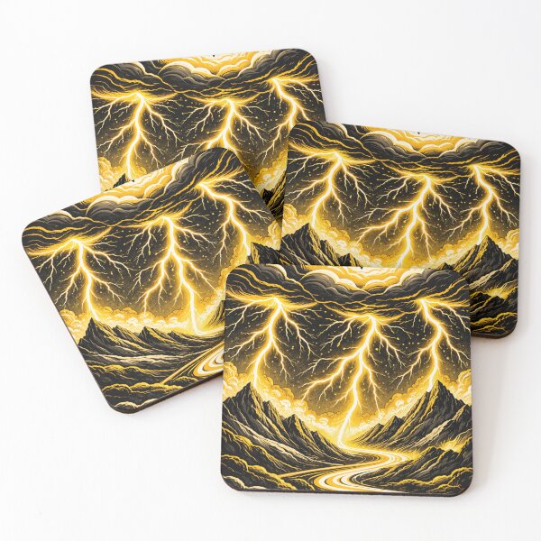 Item preview, Yellow and Black Lightning Cloud Landscape designed and sold by DrizzyV.