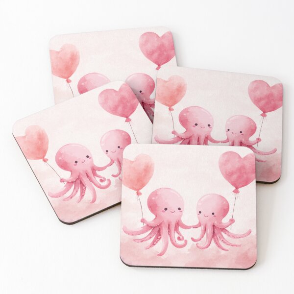 Item preview, Two octopuses hold heart balloons designed and sold by anytka.