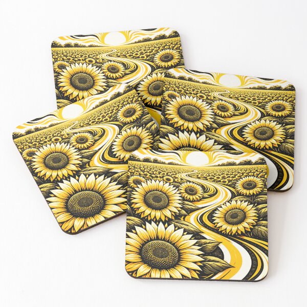 Item preview, Abstract Sunflower Field in Yellow and Black designed and sold by DrizzyV.