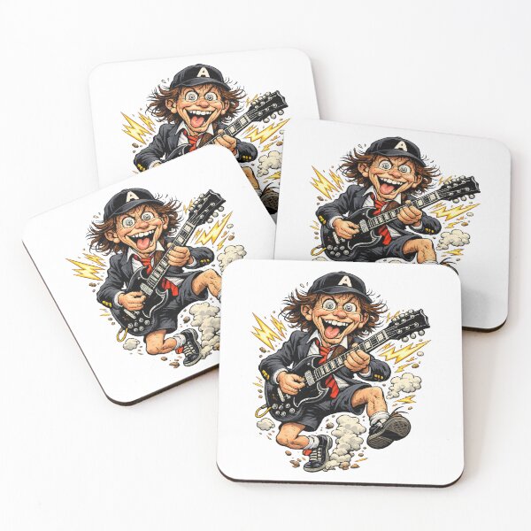 Artikelvorschau, Cartoon eines energiegeladenen Schuljungen, der mit einer E-Gitarre und einem Blitz springt (Illustration) entworfen und verkauft von portokalis.