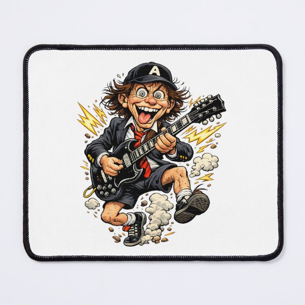 Item preview, Energetic Schoolboy Rock Guitarist Cartoon Jumping With Electric Guitar And Lightning Illustration designed and sold by portokalis.