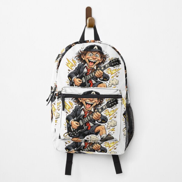 Item preview, Energetic Schoolboy Rock Guitarist Cartoon Jumping With Electric Guitar And Lightning Illustration designed and sold by portokalis.