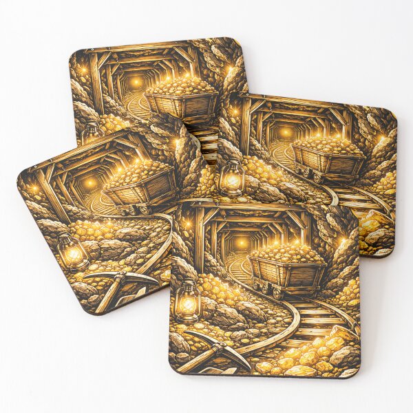 Item preview, Gold Mine Abstract Landscape in Yellow and Black designed and sold by DrizzyV.